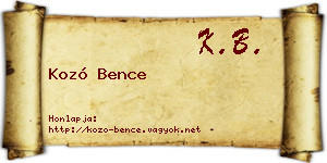 Kozó Bence névjegykártya